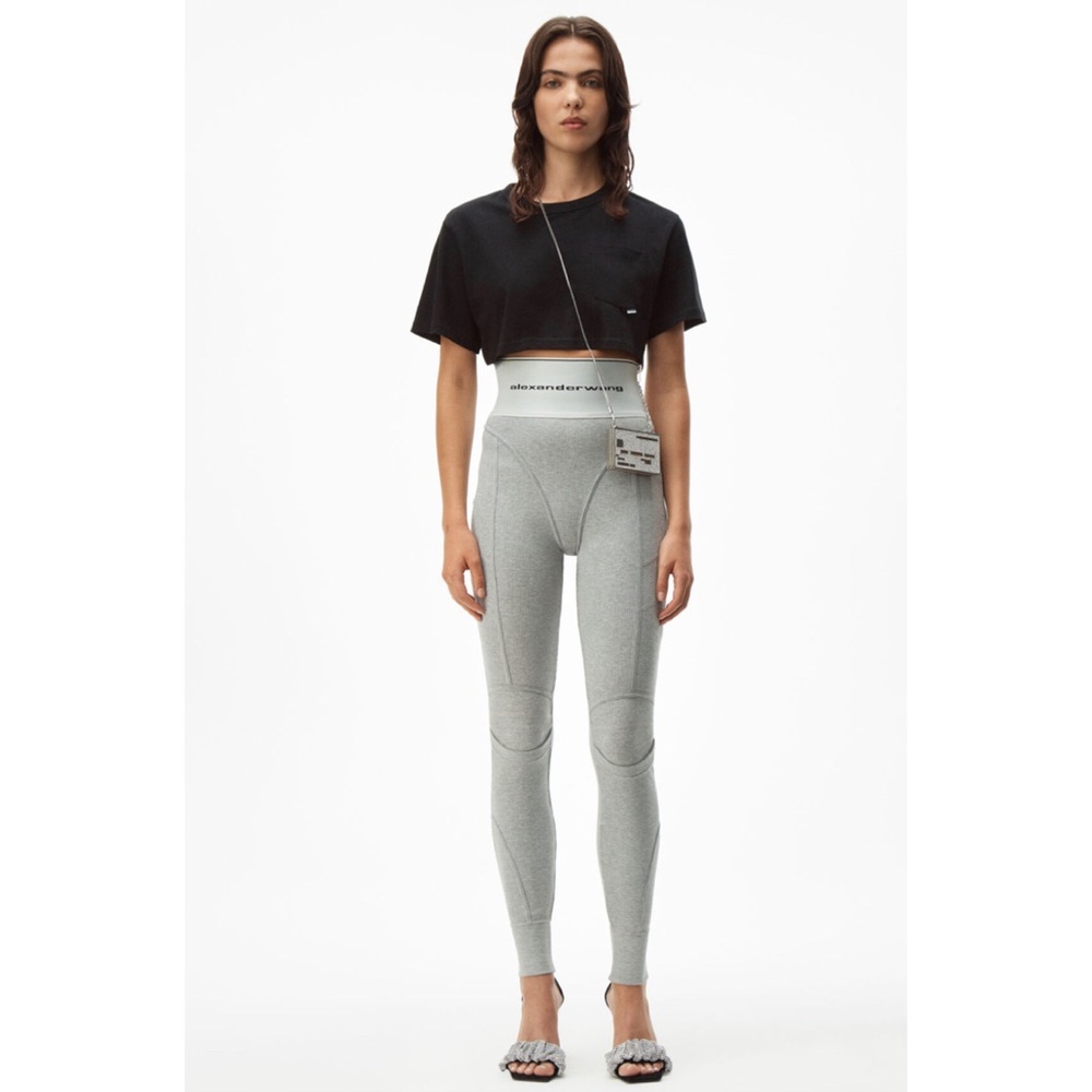Alexander Wang Logo Elastic Leggings Gray size M - Picture 4 of 15